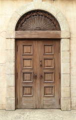 Fototapeta na wymiar wooden door and wall