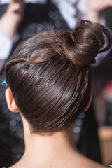 Fototapeta premium laying long hair in a stylish haircut in salon