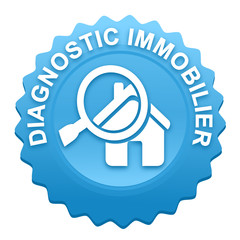 diagnostic immobilier sur bouton web denté bleu