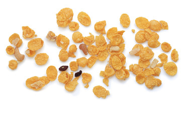 cornflakes, cereal on white background