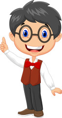 Cartoon boy pointing his finger