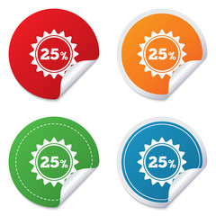 25 percent discount sign icon. Sale symbol.