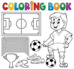 Crédence de cuisine en verre imprimé Pour enfants Coloring book soccer theme 1