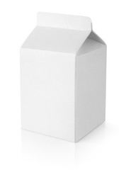 Blank milk carton package isolated on white with clipping path