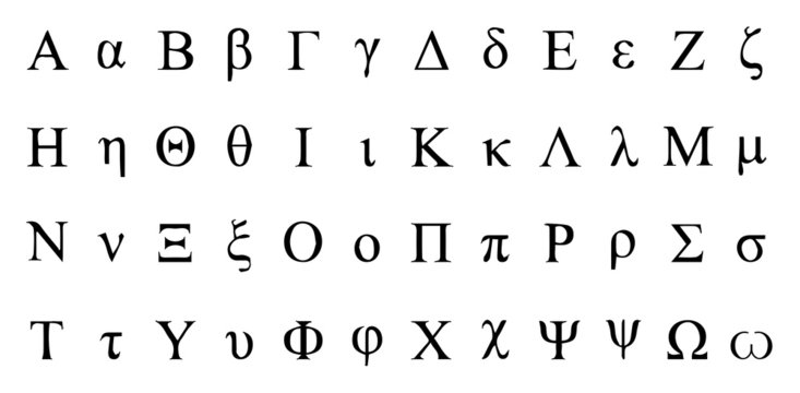 Greek alphabet symbols