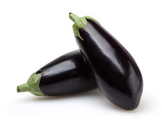 Eggplants isolated on white background with clipping path