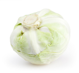 White cabbage isolated on white background with clipping path