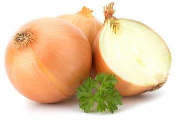 Onion vegetable bulbs isolated on white background