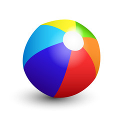 Colorful beach ball on white