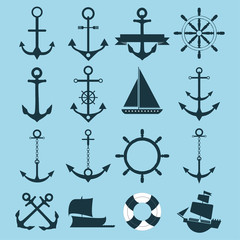 marine vector set icons