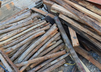 Pile of old wood sticks