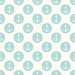 Vector seamless retro pattern with anchors