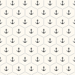 Vector seamless retro pattern with anchors