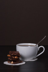 Chocolate, Black Coffee In White Cup