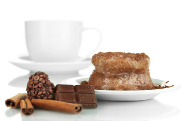 Yummy chocolate cake close-up