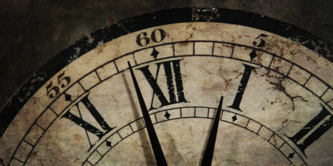 Grunge old Clock showing the Time is After Midnight - 65933774