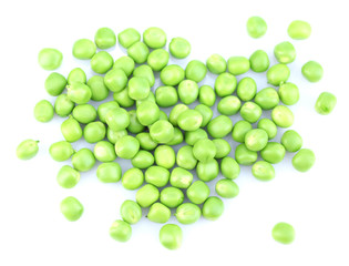 Fresh green peas isolated on white background
