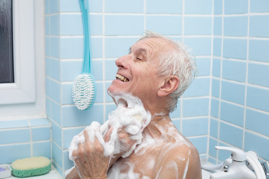 Senior Man Bathing