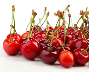 Sweet cherries isolated on white