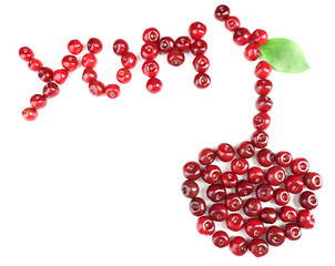 Sweet cherries in shape of berry, isolated on white