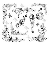 Vintage floral decorative elements (black and white)
