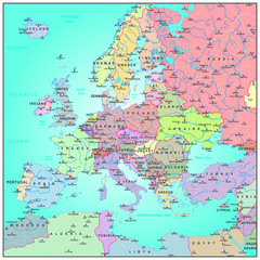 Fototapeta na wymiar Administrative map of Europe
