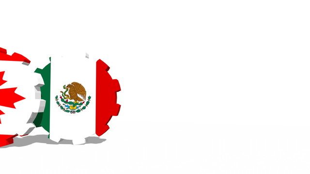 rolling gears with flags of nafta members