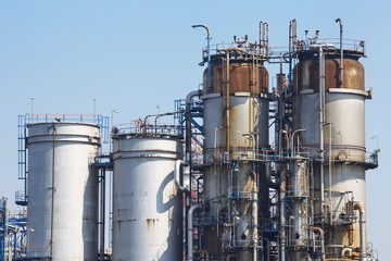 Industrial view at oil refinery plant form industry zone