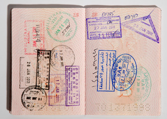 Russian passport stamped on border crossing