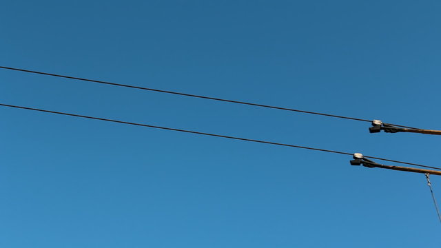 Trolleybus moves away