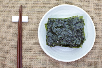 Japanese food nori dry seaweed or edible seaweed © torsakarin