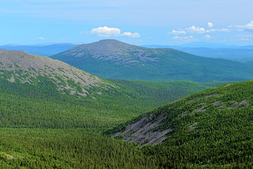 View of Burtym Mount in Northern Ural, Russia