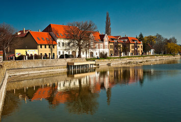 Naklejka na ściany i meble Nice houses with lake in Tata, Hungary