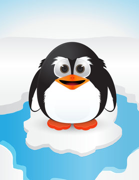 cute penguin on snow