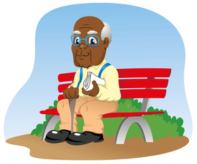 elderly sitting on the park bench