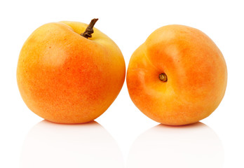 Fototapeta na wymiar tasty ripe apricots on the white background