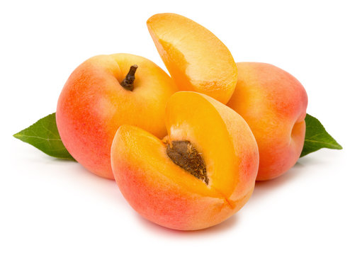 ripe apricots on the white background
