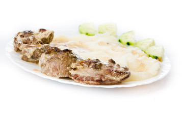 pork liver with mashed potatoes