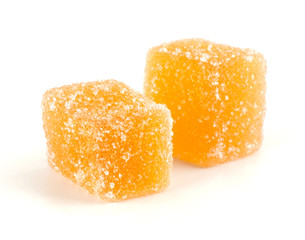 Delicious colorful marmalade isolated on white background