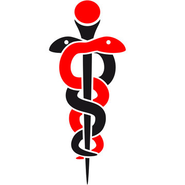 2 Aeskulap Schlangen Stab Arzt Logo
