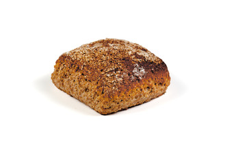 One roll bread on white background