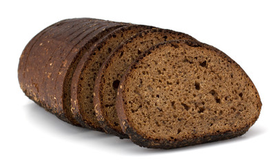Slices of rye bread isolated on white background