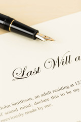 Fototapeta premium Last will on cream color paper and pen concept for legal documen