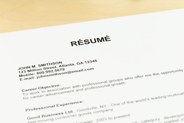 Fototapeta premium Resume on table closeup job applying concept