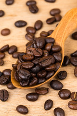 Coffee bean in wooden spoon