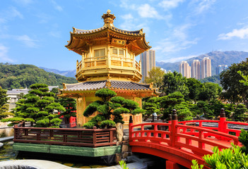 Golden pavilion of absolute perfection in Nan Lian Garden in Chi - Powered by Adobe