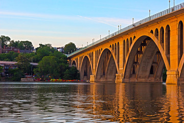 Francis Scott Key Bridge in Washington DC at sunset