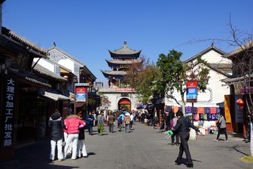 Gate and wall of Dali old city, Yunnan province, China