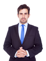 Portrait of young business man, isolated on a white background