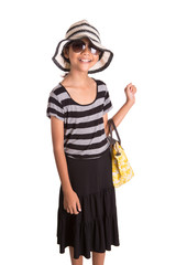 Young Girl With Hat, Sunglasses and Handbag